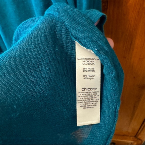NWT Deep teal lightweight cardigan Chico's Size 2 Large - Picture 7 of 8